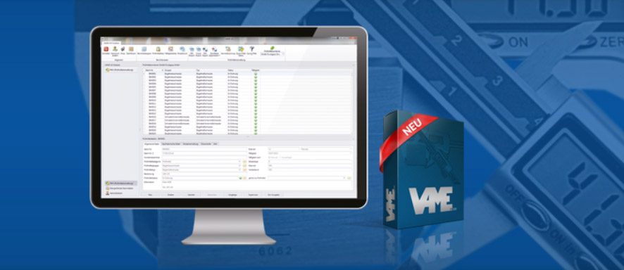 Prüfmittelverwaltungssoftware VAME 3.0 auf einem Monitor